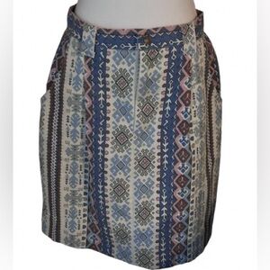 Vintage 90s 100% Cotton Backroad Blues Skirt Medium  Southwest Skirt Boho Blue